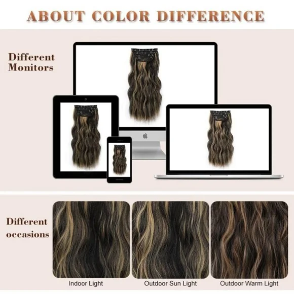 Clip in hair extensions 20 inch 4 pieces 11 clips - Picture 5 of 5